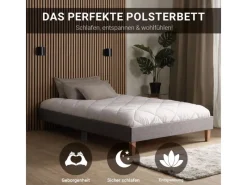 Homestyle4u Polsterbett mit Lattenrost 120x200 cm in Grau 1983