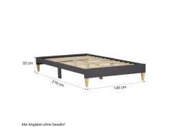 Homestyle4u Polsterbett mit Lattenrost 140x200 cm in Grau 2508