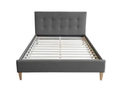 Homestyle4u Polsterbett 160x200 cm Bett Doppelbett mit Lattenrost Grau 1733