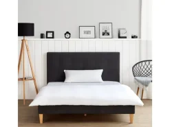 Homestyle4u Betten^Polsterbett 140x200 cm mit Lattenrost Doppelbett Samt Anthrazit 2621