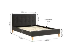 Homestyle4u Betten^Polsterbett 140x200 cm mit Lattenrost Doppelbett Samt Anthrazit 2621