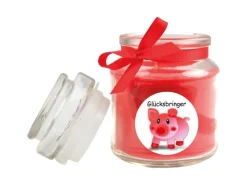 HS Candle Windlichter^Duftkerze & Bonbon Glas Viel Glück Rose Rot