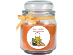 HS Candle Duftkerze & Bonbon Glas Kommunion Honigmelone Orange
