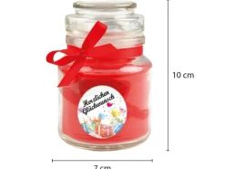 HS Candle Windlichter^Duftkerze & Bonbon Glas Geburtstag Rose Rot