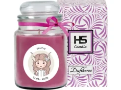 HS Candle Duftkerze & Glas Sternzeichen Lavendel 110 Stunden Stier