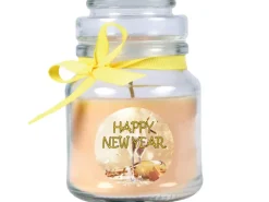 HS Candle Kerzen^Duftkerze & Glas Neujahr Creme Bonbon 30h