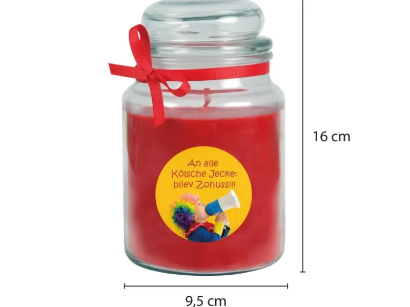 HS Candle Duftkerze & Glas Karneval Rot Bonbon 110h