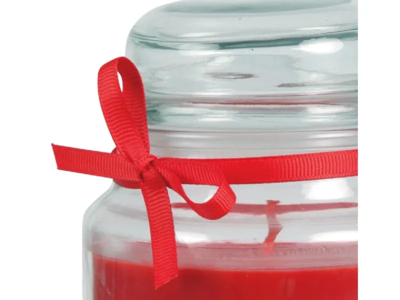 HS Candle Duftkerze & Glas Karneval Rot Bonbon 110h