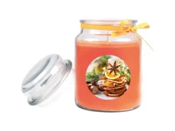 HS Candle Duftkerze & Glas Weihnachten Orange Bonbon 110h