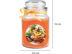 HS Candle Duftkerze & Glas Weihnachten Orange Bonbon 110h