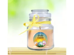 HS Candle Duftkerze & Glas Frohe Ostern Bonbon Ø7 cm Vanille Ostereier