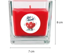 HS Candle Windlichter^Duftkerze & Glas Valentinstag Viereck 50h Be Mine