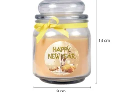 HS Candle Duftkerze & Glas Neujahr Creme Bonbon 70h