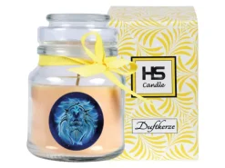 HS Candle Windlichter^Duftkerze & Glas Sternzeichen Vanille 30 Stunden Löwe