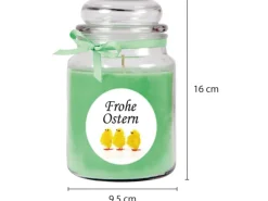 HS Candle Ostern^Duftkerze & Glas Frohe Ostern Bonbon Ø10 cm Coconut Limes Küken