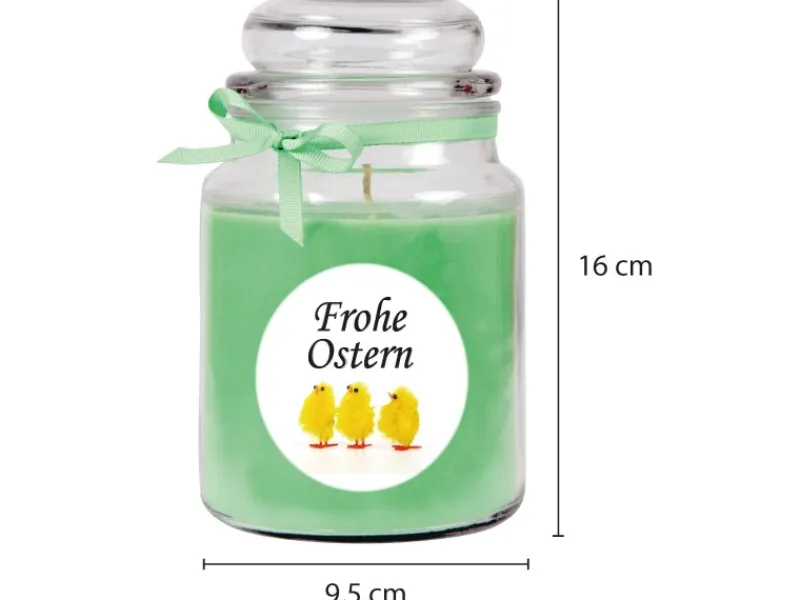 HS Candle Ostern^Duftkerze & Glas Frohe Ostern Bonbon Ø10 cm Coconut Limes Küken