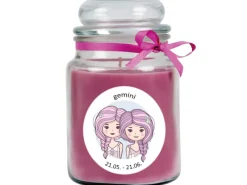 HS Candle Duftkerze & Glas Sternzeichen Lavendel 110 Stunden Zwillinge