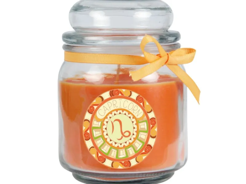 HS Candle Windlichter^Duftkerze & Glas Sternzeichen Honigmelone 70 Stunden Steinbock