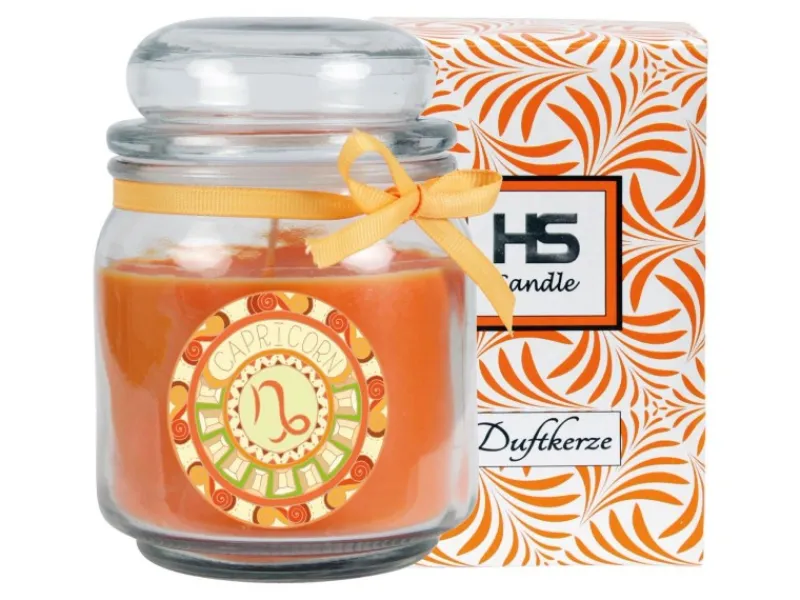 HS Candle Windlichter^Duftkerze & Glas Sternzeichen Honigmelone 70 Stunden Steinbock