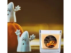 HS Candle Windlichter^Duftkerze & Glas Halloween Creme Bonbon 50h