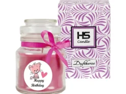 HS Candle Duftkerze & Glas Geburtstag Lavendel Lila