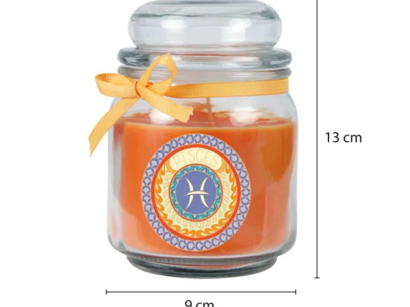 HS Candle Duftkerze & Glas Sternzeichen Honigmelone 70 Stunden Fische