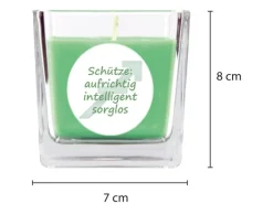 HS Candle Windlichter^Duftkerze & Glas Sternzeichen Coconut Limes 50 Stunden Schütze