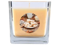 HS Candle Windlichter^Duftkerze & Glas Weihnachten Creme Bonbon 50h