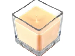 HS Candle Windlichter^Duftkerze & Glas Weihnachten Creme Bonbon 50h