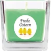 HS Candle Duftkerze & Glas Frohe Ostern Viereck 8 x 7,5cm Coconut Limes Küken