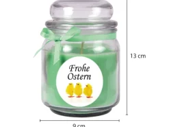 HS Candle Ostern^Duftkerze & Glas Frohe Ostern Bonbon Ø9 cm Coconut Limes Küken