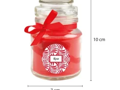 HS Candle Windlichter^Duftkerze & Glas Duft Schriftzug Bonbon Ø7 cm Rose