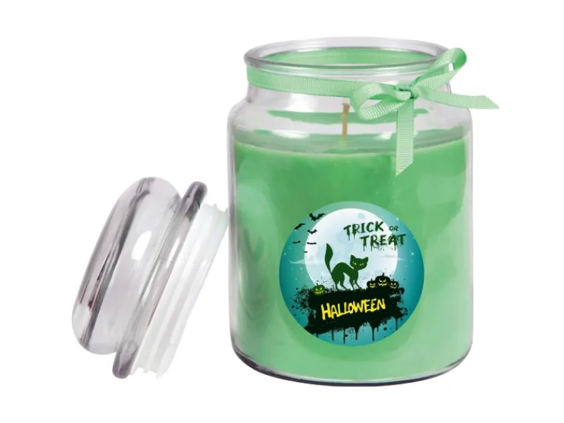 HS Candle Duftkerze & Glas Halloween Grün Bonbon 110h