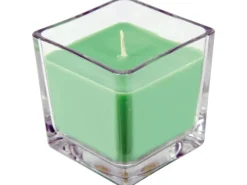 HS Candle Windlichter^Duftkerze & Glas Weihnachten Grün Bonbon 50h