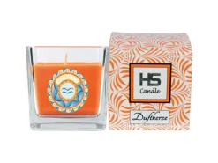 HS Candle Windlichter^Duftkerze & Glas Sternzeichen Honigmelone 50 Stunden Wassermann