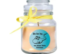 HS Candle Duftkerze & Glas Vatertag Vanille Gelb