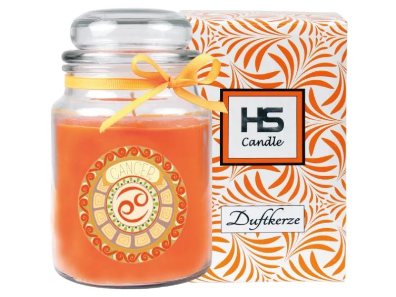 HS Candle Windlichter^Duftkerze & Glas Sternzeichen Honigmelone 110 Stunden Krebs