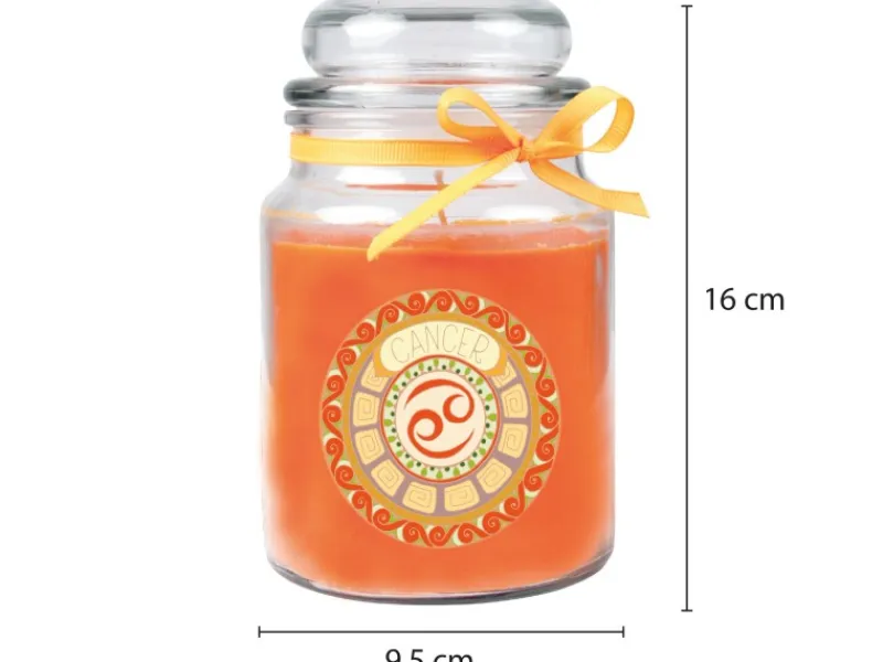 HS Candle Windlichter^Duftkerze & Glas Sternzeichen Honigmelone 110 Stunden Krebs