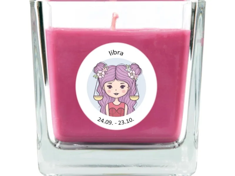 HS Candle Windlichter^Duftkerze & Glas Sternzeichen Lavendel 50 Stunden Waage