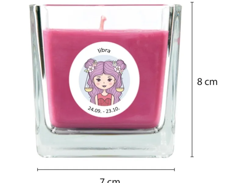 HS Candle Windlichter^Duftkerze & Glas Sternzeichen Lavendel 50 Stunden Waage