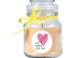 HS Candle Kerzen^Duftkerze & Glas Herzen Vanille Gelb