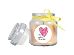 HS Candle Kerzen^Duftkerze & Glas Herzen Vanille Gelb