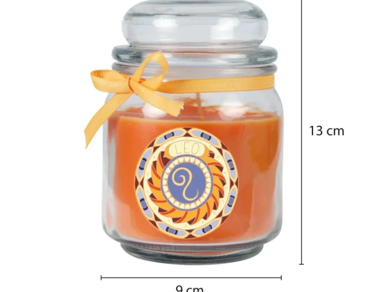 HS Candle Windlichter^Duftkerze & Glas Sternzeichen Honigmelone 70 Stunden Löwe