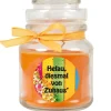 HS Candle Ostern^Duftkerze & Glas Karneval Orange Bonbon 30h