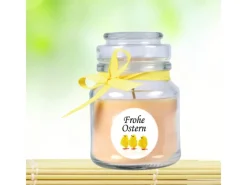 HS Candle Duftkerze & Glas Frohe Ostern Bonbon Ø7 cm Vanille Küken
