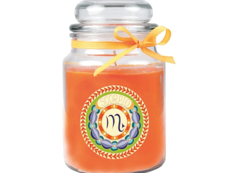 HS Candle Windlichter^Duftkerze & Glas Sternzeichen Honigmelone 110 Stunden Skorpion