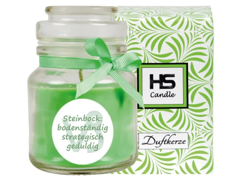 HS Candle Duftkerze & Glas Sternzeichen Coconut Limes 30 Stunden Steinbock