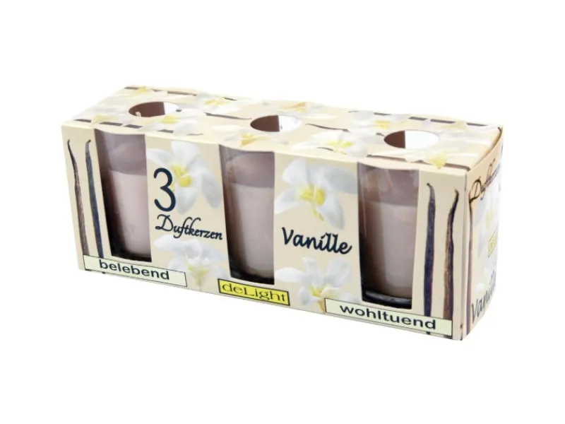 HS Candle Duftkerzen Classic Kerzen 3er Pack Vanille