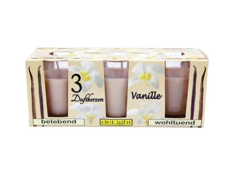 HS Candle Duftkerzen Classic Kerzen 3er Pack Vanille