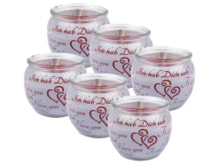 HS Candle Kerzen^Duftkerzen Sprüche 6er Pack Ich Liebe Dich